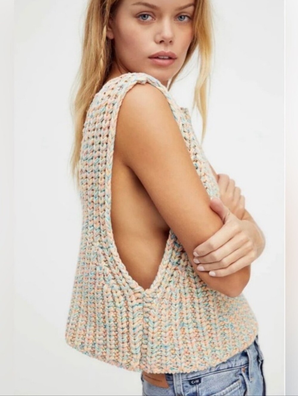Free People Hoopla Chunky Knit Sweater Vest SzXS